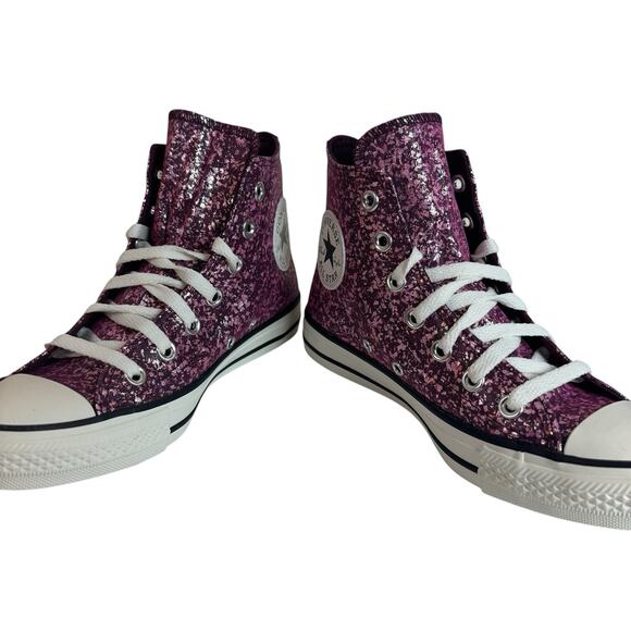 New Women CONVERSE Chuck Taylor All Star Glitter HI Orchid Abyss Sparkle Sz 6.5 - Picture 8 of 8